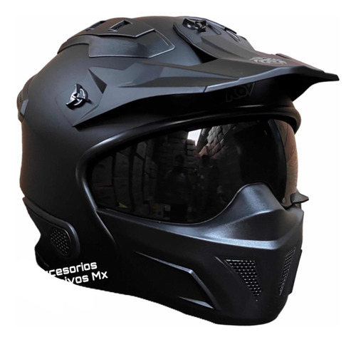 Casco Negro Scrambler Kov Rocko Abatible Modular Cafe Racer