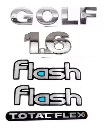 Kit De Emblema Golf-1.6-flash-total Flex- 5 Peças