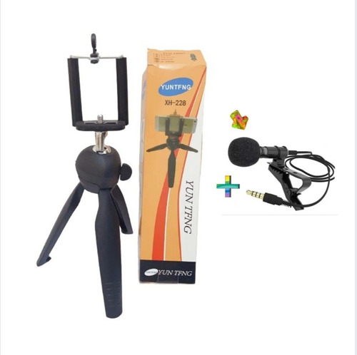 Kit Mini Tripé+suporte+microfone Lapela Stereo Smartphone 