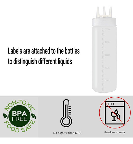 Botella Para Aderezos Belinlen , 3 Orificios, 473ml, 8 Uni