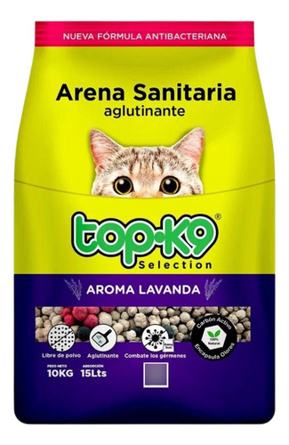 Arena Aglutinante Gato Top K9 10 Kg Lavanda