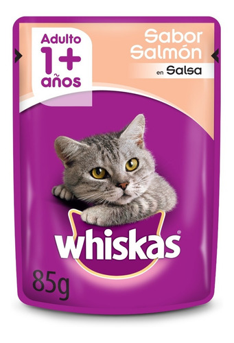 Whiskas Alimento Húmedo Sobrecito Gato Salmón Salsa 12 Un
