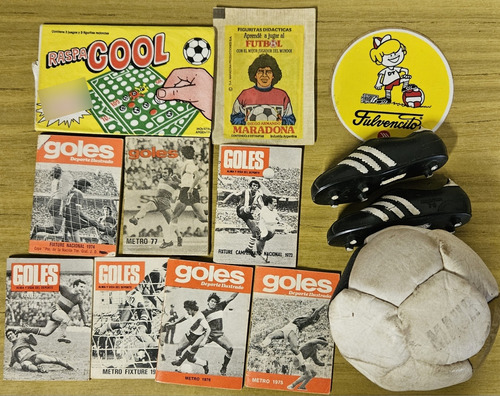 Lote Futbolero Antiguo Figuritas Fixtures Goles Pelota Calco