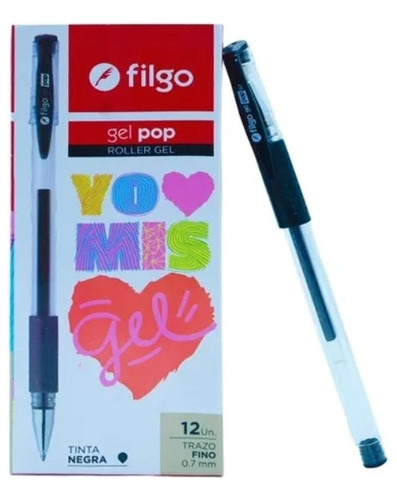 Lápiz Gel Pop Filgo Roller De 12 Negro