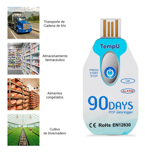 Registrador Temperatura Humedad Desechable Tempu Data Logger