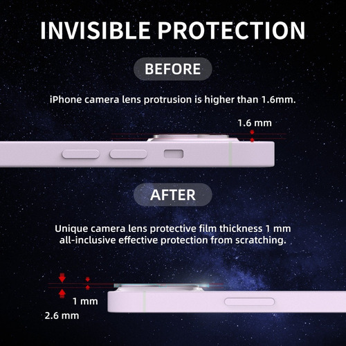 Imagen 7 de 10 de Mica Protector Lente De Cámara iPhone 14 / Pro / Max / Plus