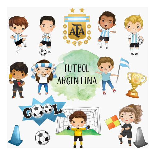 Kit Imprimible Digital Cliparts Futbol Argentina Varones 1