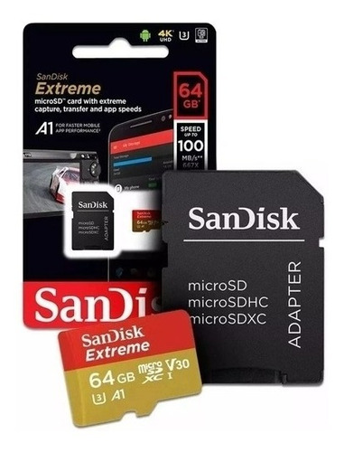 Cartão Memória 64gb Micro Sd Extreme 160mbs V30 4k Sandisk