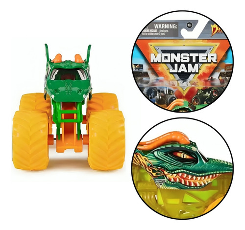 Monster Jam Dragão Verde Com Rodas Laranja 3343 - Sunny