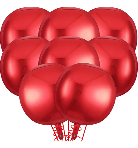 Globo Papel Metalico Rojo 8 Pieza 22  4d S Aluminio Redondo