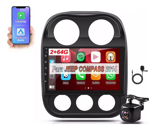 Auto Estéreo 2+64g Carplay Gps Hd 10.1 For Jeep Compass 2014