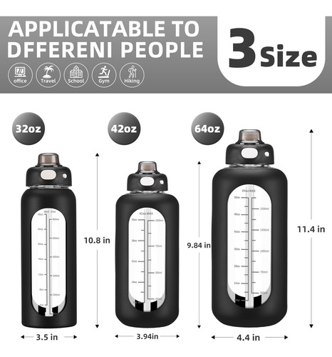 Sierozur Botella De Agua De Vidrio De Borosilicato De 64 Oz