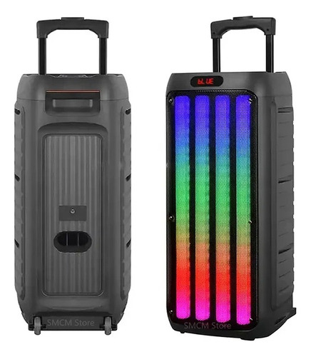 Parlante Bluetooth Radio Fm Luces Micrófono Color Negro