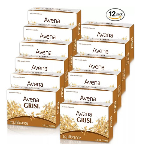 Jabón De Tocador Avena Grisi Equilibra Hidrata 12 Pzas
