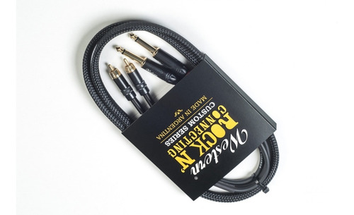 Imagen 4 de 10 de Cable Audio Mallado Western - 2 Rca A 2 Plug 1/4 - 1,5mts Cu