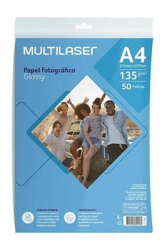 Papel Fotográfico Glossy A4 135g 50 Folhas - Pe037 Brilhante