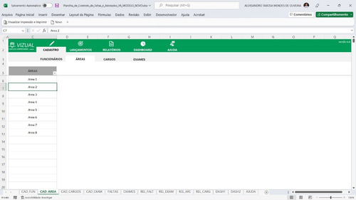 Planilha De Controle De Faltas E Atestados Em Excel 6.0