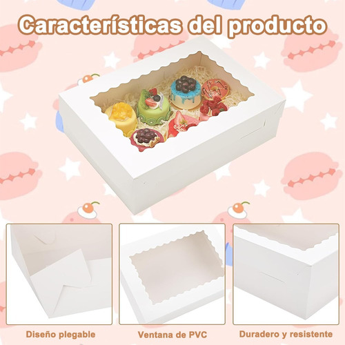 12 Cajas Pasteles Con Ventana Para 12 Cupcakes Muffins Donas