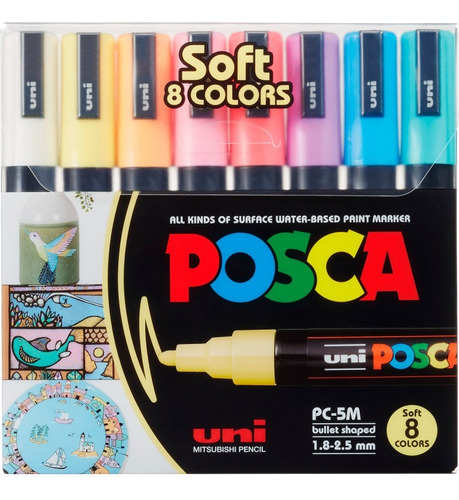 Marcadores Acrilicos Posca 0.7 Mm Pasteles X 8 