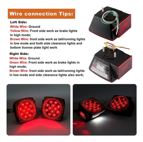 Liu Kit De Luces Led Para Remolque Luces Traseras Cuadradas