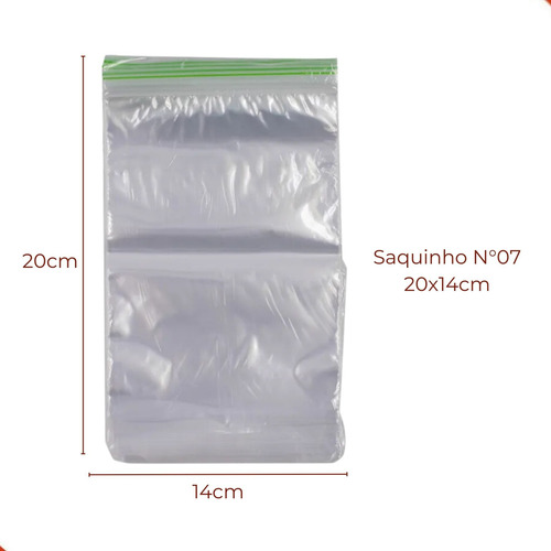 Saco Zip Lock Hermético Nº7 14x20cm Pacote Com 50 Unidades
