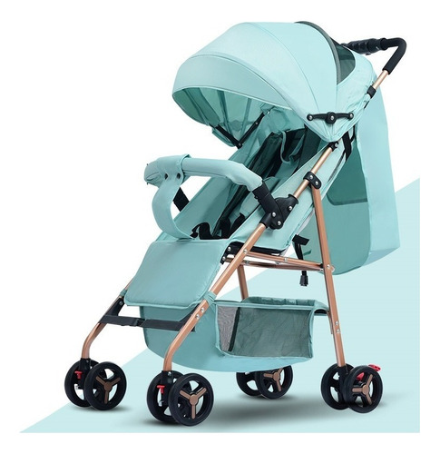 Coche Para Bebe Con Capota Expandible Fino Reversible 701-3 Color Verde Claro Chasis Ocre