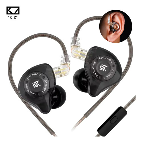 Fone De Ouvido Kz Edx Pro X Preto Com Microfone