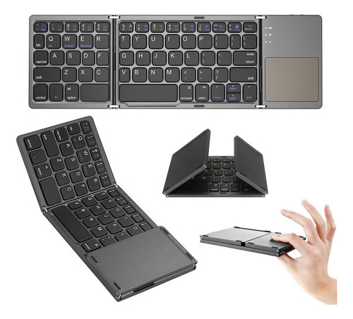 Teclado Inalámbrico Plegable, Teclado Bluetooth Tríptico