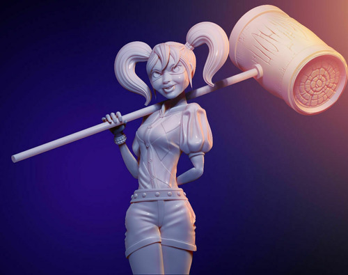 Imagen 2 de 4 de Fanart Harley Quinn Dc Superhero Girls- Arte Plastico