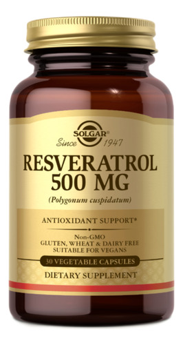 Resveratrol Puro 500mg X 30 Caps Veg Solgar - Hay Stock!