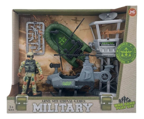 Juguete Elicoptero+auto +mulleco Diseño Militar Al Rescate