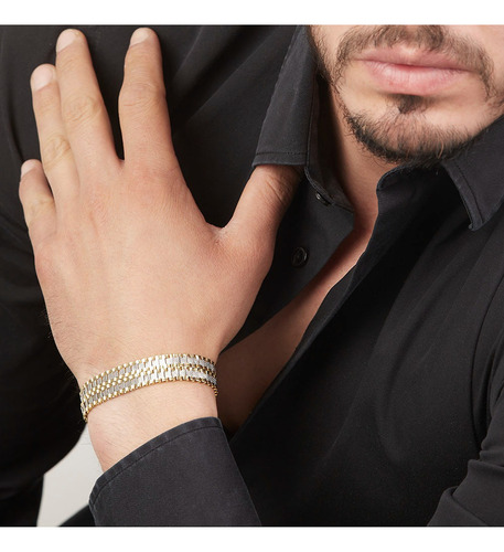 Pulsera Elegante Ror2 12mm Plata Baño Oro24k Duodeluxejoyas®
