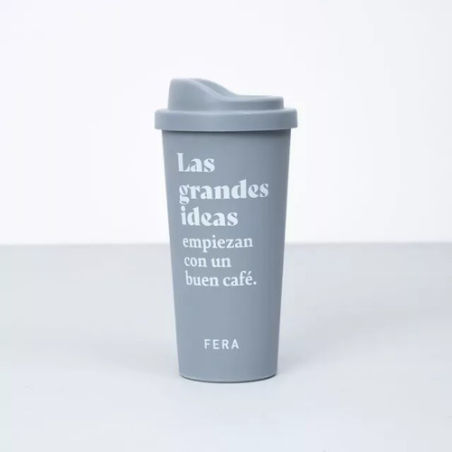 Vaso Termico Cafe Te Taza 500ml Fera Color Gris Frases