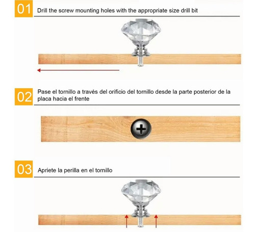Perilla Tirador De Cajón De Cristal De 30mm, 25 Unidades