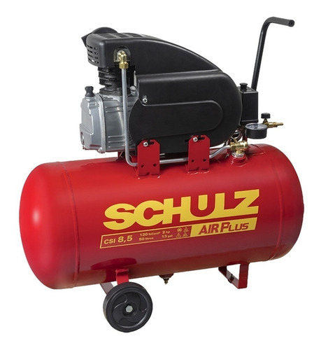 Compressor de ar elétrico portátil Schulz Pratic Air CSI 8.5/50 monofásica 46L 2hp 127V 60Hz preto/vermelho