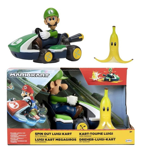 Super Mario - Veículo Mario Kart Spin Out - Luigi
