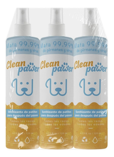 Set Desinfectante De Perros Patas/pelaje Clean Pawer 120ml