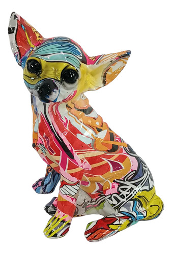 Graffiti Chihuahua Estatua Creativa Colorida Estatua Animal