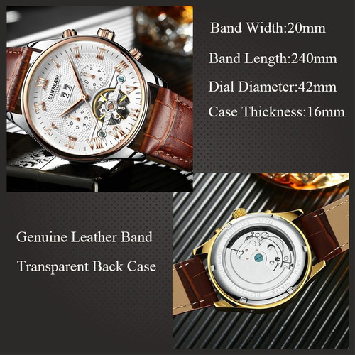 Reloj Mecánico Con Números Romanos Con Calendario Kinyued