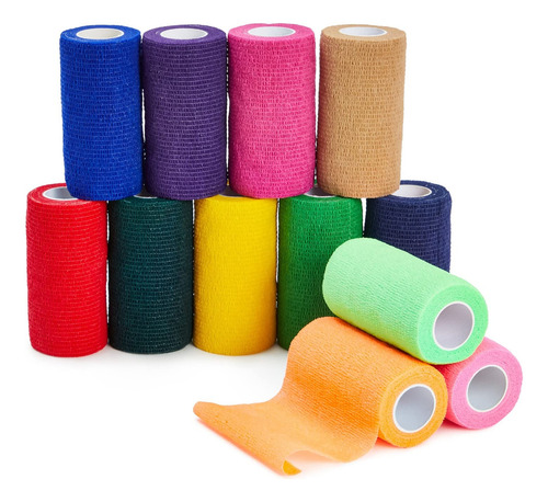 Juvale Self Adherent Wrap - 12 Pack Of Cohesive Bandage Medi