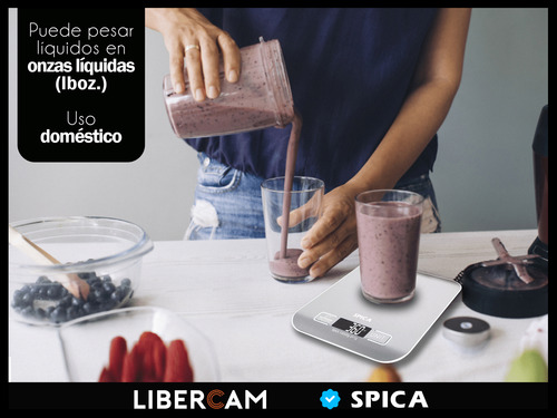 Balanza Alimentos Cocina Spica Bal-154 Hasta 10 Kg Digital Plateado 10 Kg