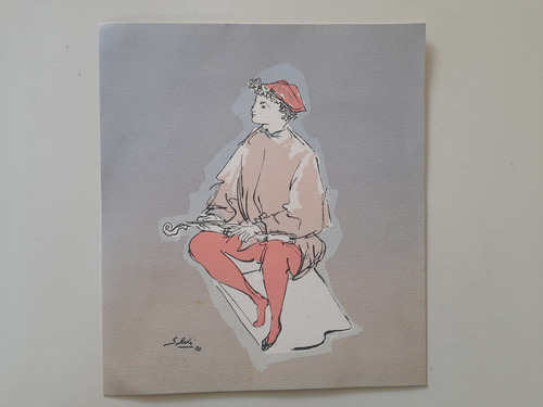 Serigrafia Raul Soldi, Joven Con Mandolina (Usado)