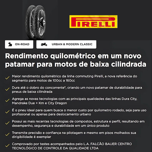 Pneu Traseiro 100/90-18 Super City (56p) Tl Pirelli S/camara