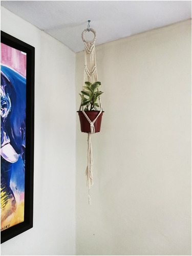 Macetero Colgante De Macrame Hecho A Mano De Hilo De Algodón
