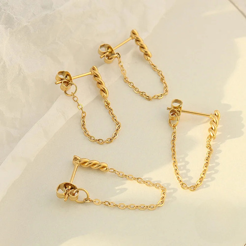 Pendientes Con Borlas En Forma De Cadena Cold Light De Acero