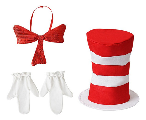 2024 Dr Seuss Rojo Y Blanco Rayas Sombrero Alto Cosplay