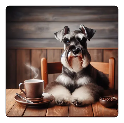 comprar Mousepad Schnauzer Perro Tomando Un Cafe Sentado