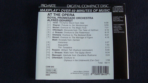 Alfred Gehardt & Royal P. Orchestra At The Opera Cd (Usado)