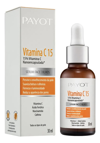 Sérum Facial Vitamina C15 Payot Momento de aplicação Dia/Noite Tipo de pele Todo tipo de pele