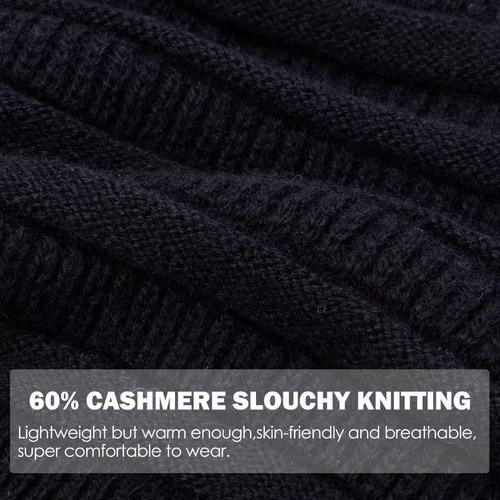 Gorro Desleixado De 60% De Caxemira Para Mulheres, Gorro De